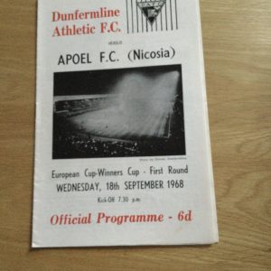 Dunfermline Athletic v Apoel F.C. Nicosia E.C.W.C. Matchday Programmes1968