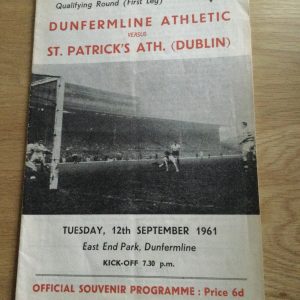 Dunfermline Athletic v St. Patrick's Athletic E.C.W.C. Matchday Programme 1961