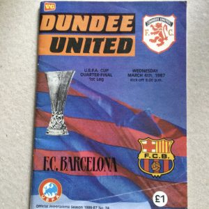 Dundee United v Barcelona U.E.F.A. Cup Matchday Programme 1987