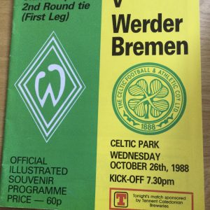 Celtic v Werder Bremen European Cup Matchday Programme 1988