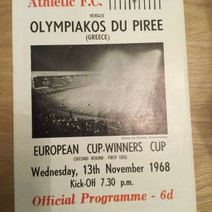 Dunfermline Athletic v Olympiakos Du Pree E.C.W.C. Matchday Programme 1968