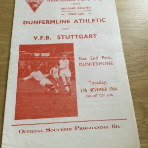 Dunfermline Athletic v V.F.B. Stuttgart Fairs Cup Matchday Programme 1964
