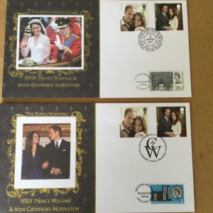 2 Buckingham Royal Wedding HRH Prince William & Miss Catherine Middleton FDC's Double Day Strikes 2011