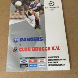 Rangers v Club Brugge K.V. Champions League Matchday Programme 1993