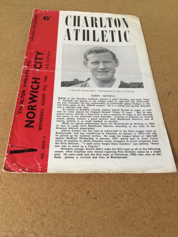 Charlton Athletic v Scunthorpe United & Norwich City Matchday Programmes 1960 - Image 2