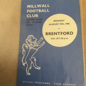 Millwall v Brentford League Cup Matchday Programme 1966