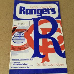 Rangers v Borussia Moenchengladbach E.C.W.C. Matchday Programme 1973