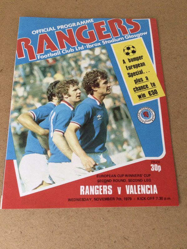 Rangers v Valencia E.C.W.C. Matchday Programme 1979