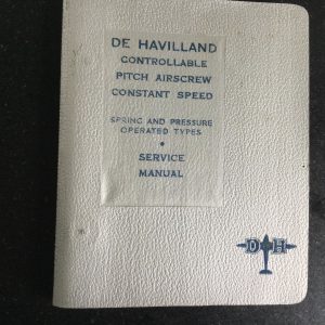 De Havilland Controllable Pitch Air Screw Constant Speed (Spring and Pressure Types) Service Manual 1938