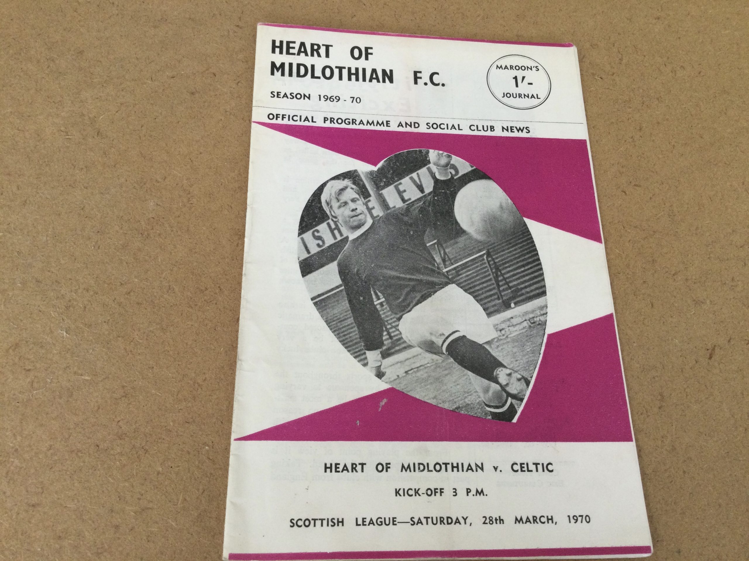 Heart of Midlothian v Celtic Match Day Programme 1970