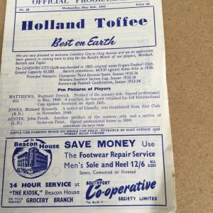 Southport v Coventry City Matchday Programme 1956