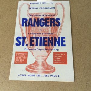 Rangers v St. Etienne European Cup Matchday Programme 1975
