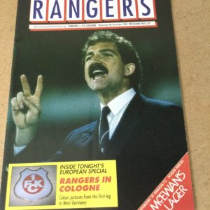 Rangers v FC Cologne U.E.F.A. Cup Matchday Programme 1988