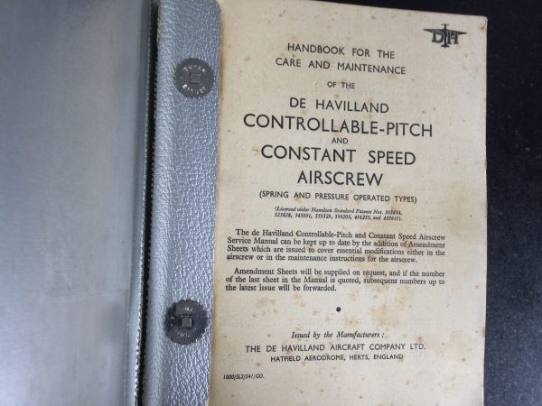 De Havilland Controllable Pitch Air Screw Constant Speed (Spring and Pressure Types) Service Manual 1938 - Image 2