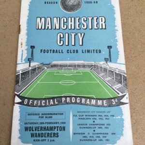 Manchester City v Wolverhampton Wanderers Matchday Programme 1959