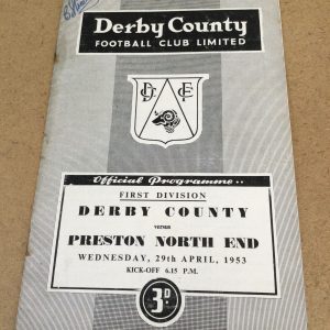 Derby County v Preston North End Matchday Programme 1953