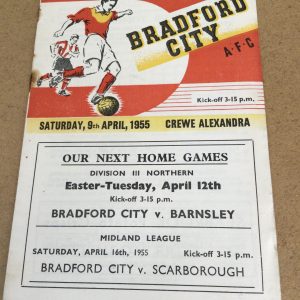 Bradford City v Crewe Alexandra Matchday Programme 1955