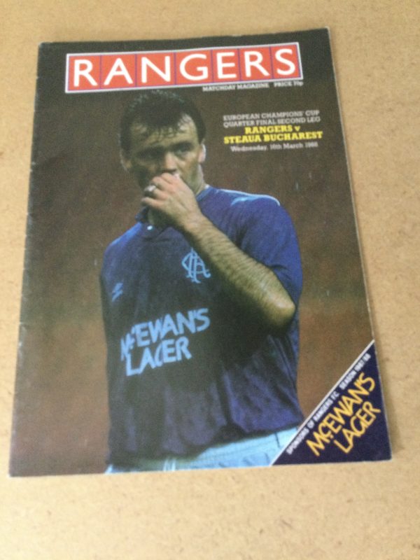 Rangers v Steaua Bucharest European Champions' Cup Matchday Programme 1988