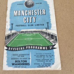 Manchester City v Bolton Wanderers Matchday Programme 1958