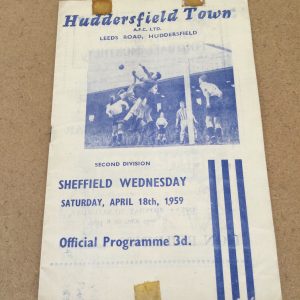 Huddersfield Town v Sheffield Wednesday Matchday Programme 1959