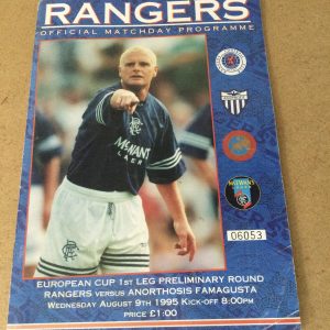 Rangers v Anorthosis Famagusta European Cup Matchday Programme 1995