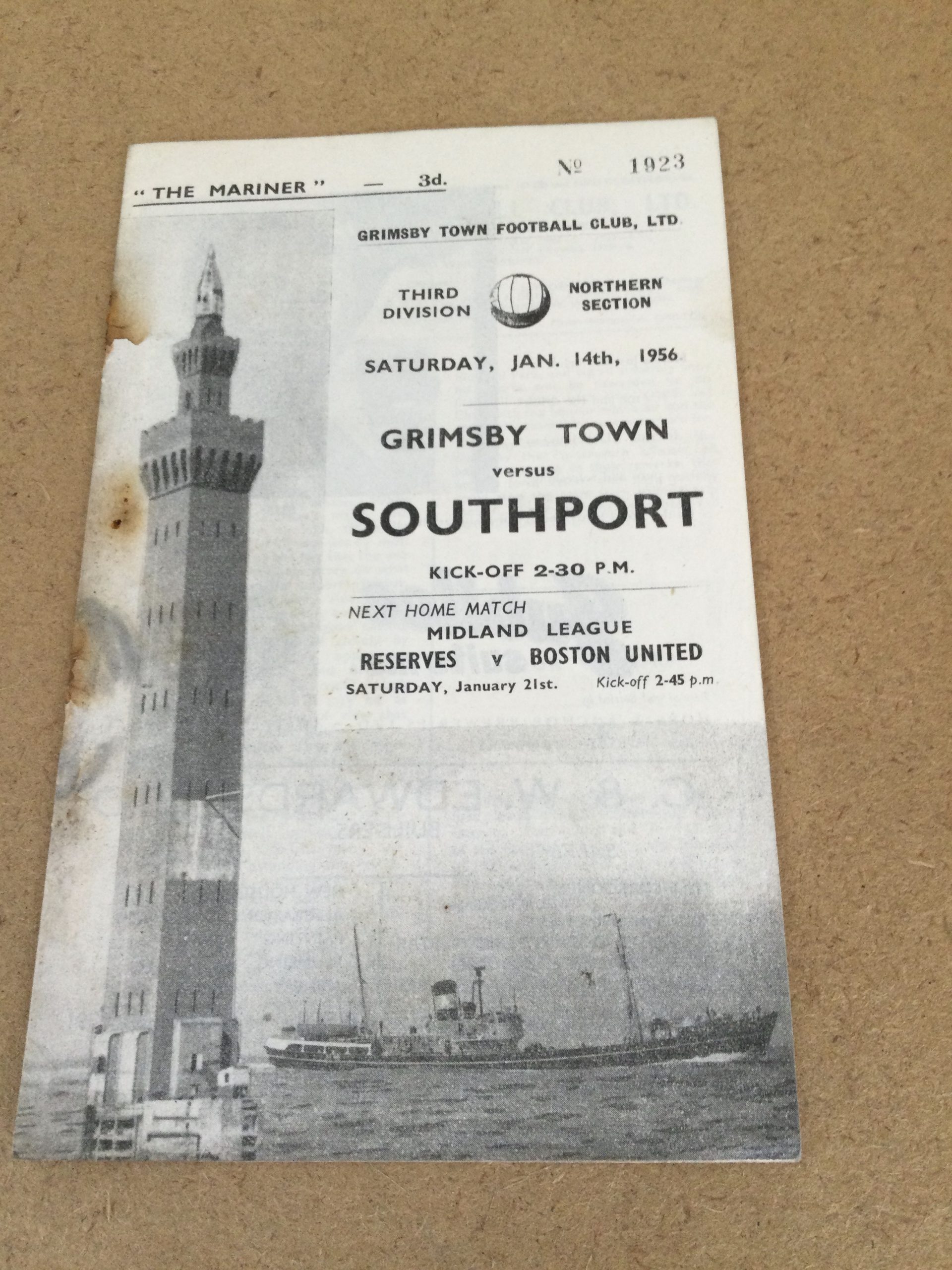 Grimsby Town v Southport Matchday Programme 1956