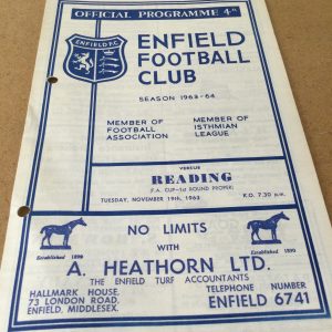 Enfield v Reading F.A. Cup Match Day Programme 1963