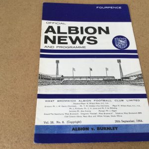 West Bromwich Albion v Burnley & Norwich City Match Day Programmes 1964 & 1969