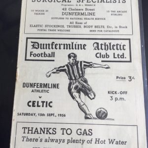 Dunfermline Athletic v Celtic League Cup Match Day Programme 1956