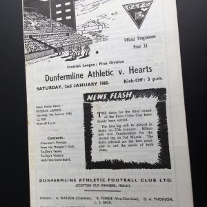 Dunfermline Athletic v Heart Of Midlothian Match Day Programme 1965