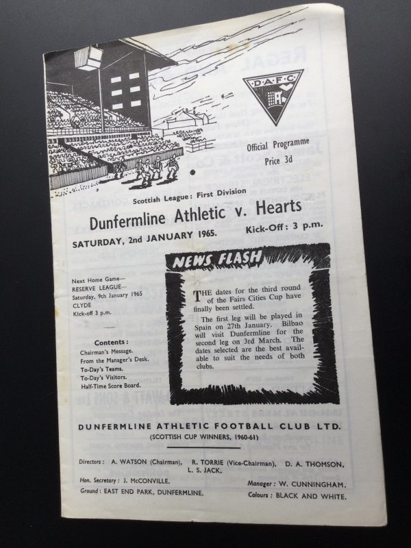 Dunfermline Athletic v Heart Of Midlothian Match Day Programme 1965