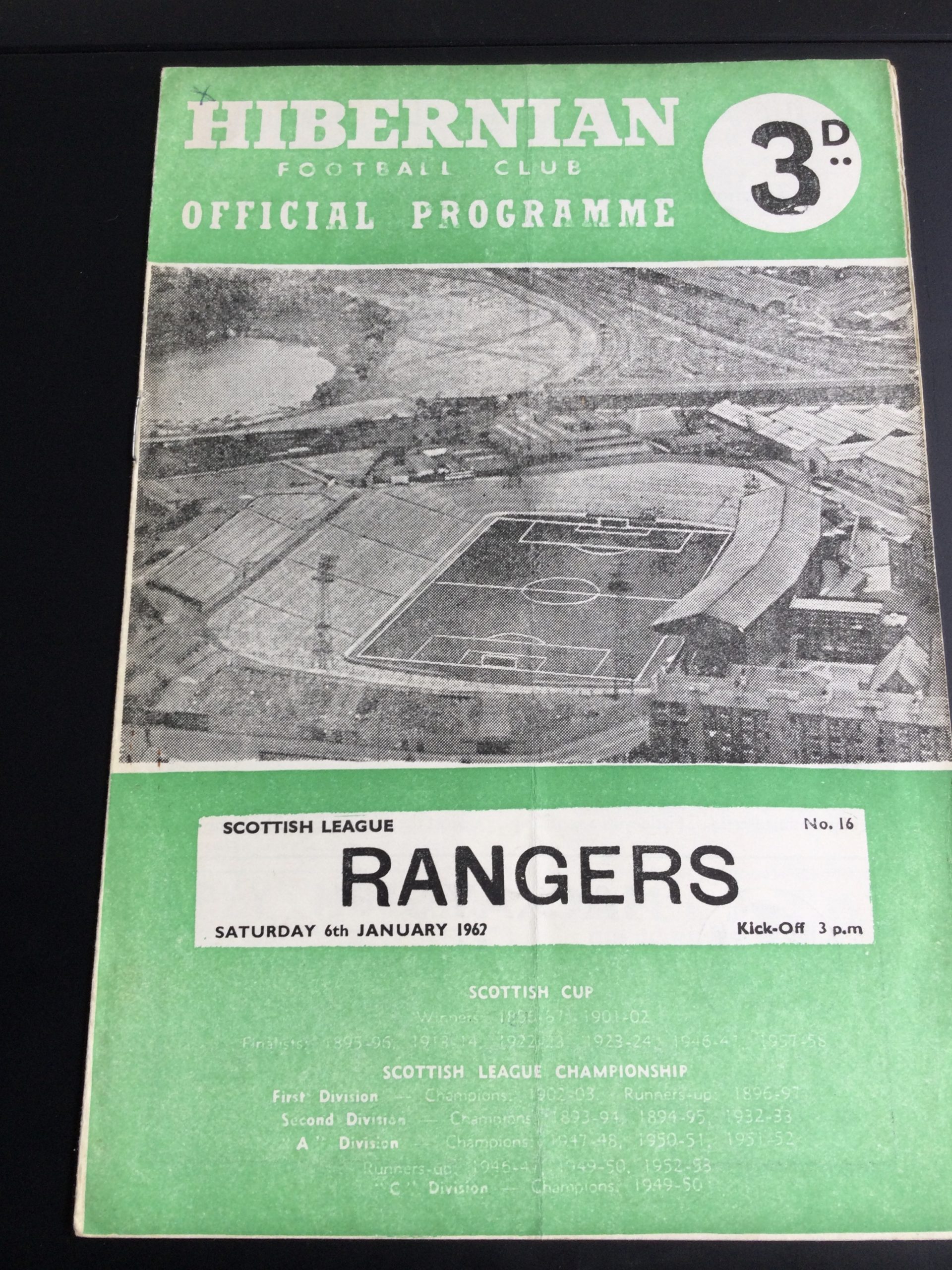 Hibernian v Rangers Match Day Programme 1962