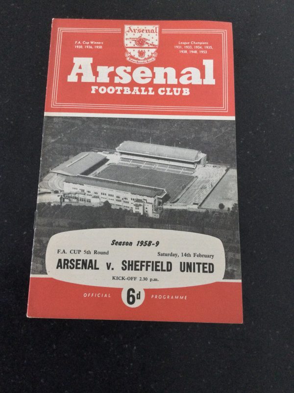 Arsenal v Sheffield United Match Day Programme F.A. Cup 1959