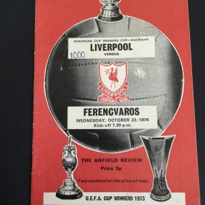 Liverpool v Ferencvaros E.C.W.C. Match Day Programme 1974