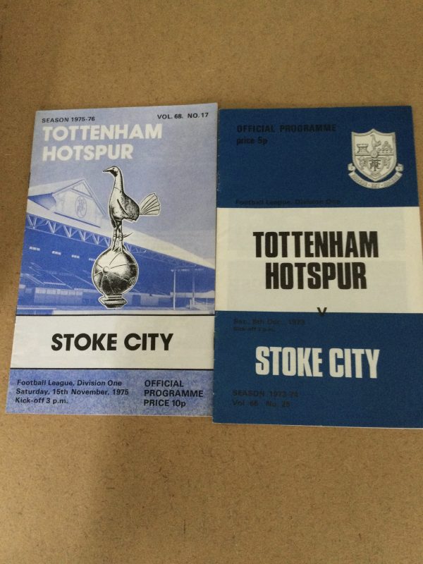 Tottenham Hotspur v Stoke City Match Day Programme 1973 & 1975