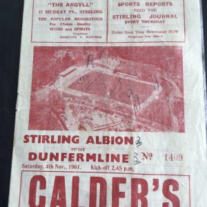 Stirling Albion v Dunfermline Athletic Match Day Programme 1961