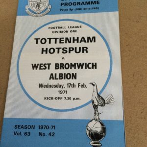 Tottenham Hotspur v West Bromwich Albion Match Day Programme 1971