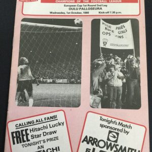 Liverpool v Oula Pallosereura European Cup Match Day Programme 1980