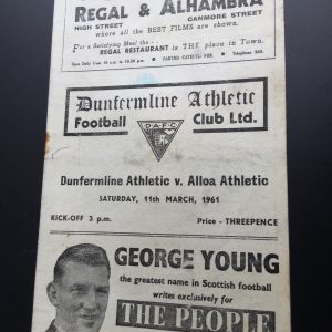 Dunfermline Athletic v Alloa Athletic Match Day Programme 1961