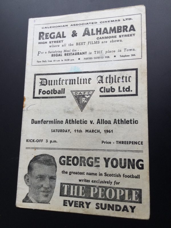 Dunfermline Athletic v Alloa Athletic Match Day Programme 1961