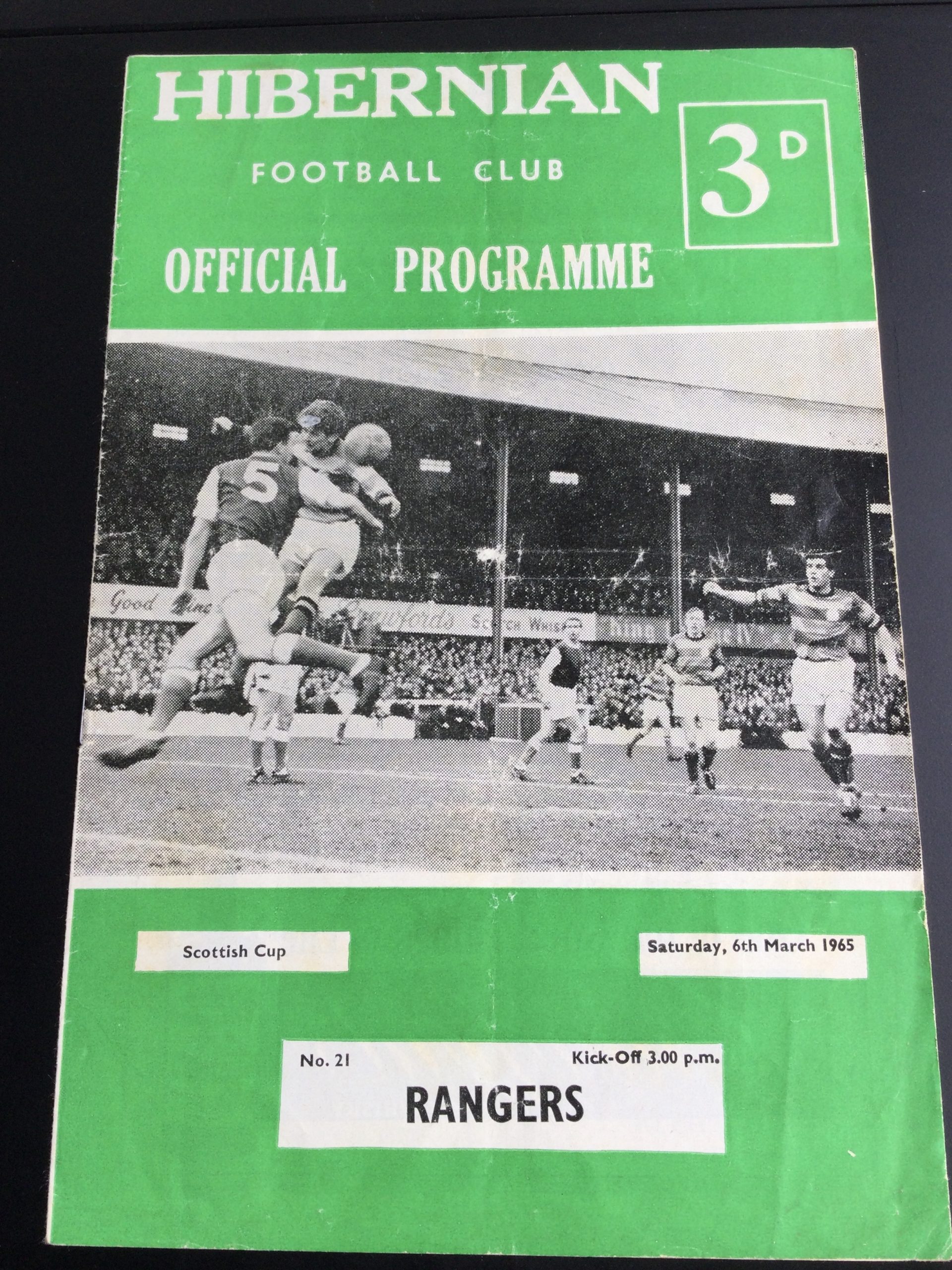 Hibernian v Rangers Scottish Cup Match Day Programme 1965