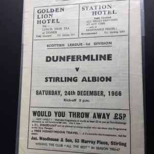 Stirling Albion v Dunfermline Athletic Match Day Programme 1966