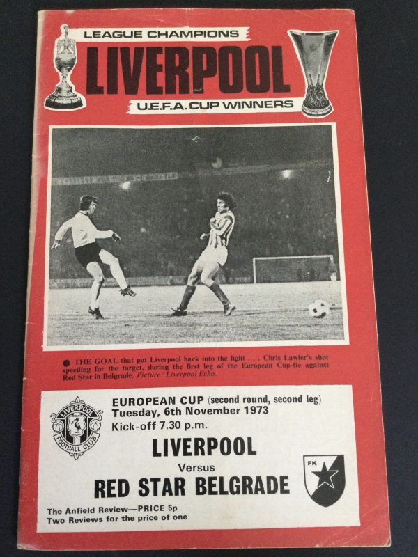 Liverpool v Red Star Belgrade European Cup Match Day Programme 1973