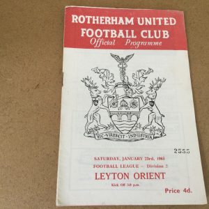 Rotherham United v Huddersfield, Leyton Orient & Hull City Match Day Programmes 1962/65/67