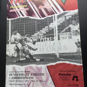 Dunfermline Athletic v Airdrieonians Match Day Programme 1994