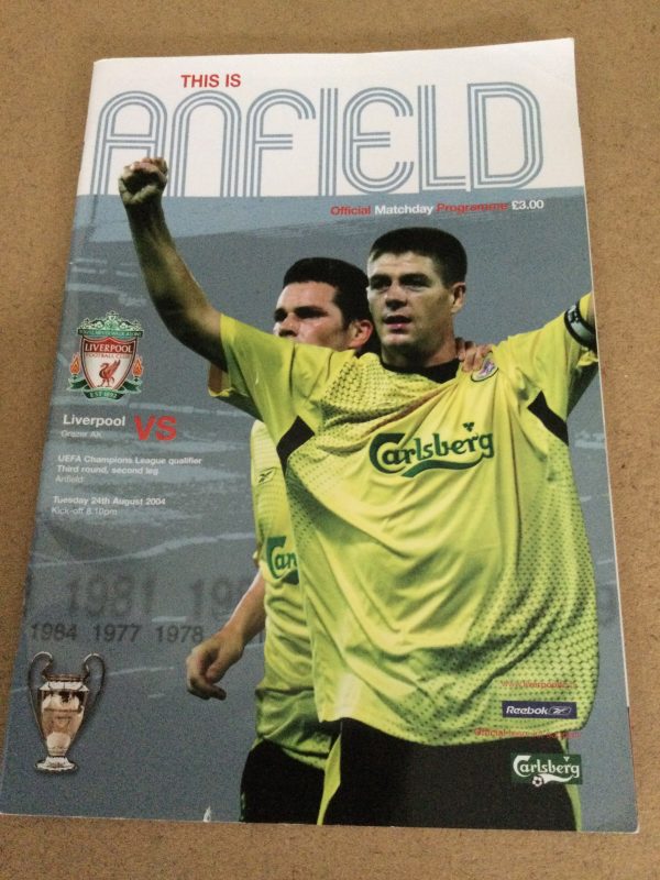 Liverpool v Grazer AK Champions League Qualifier Match Day Programme 2004