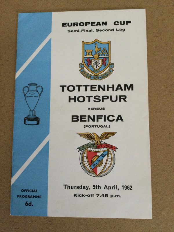 Tottenham Hotspur v Benfica European Cup Semi Final Matchday Programme 1962