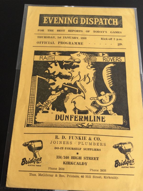 Raith Rovers v Dunfermline Athletic Match Day Programme 1959