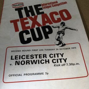 Leicester City v Norwich City Texaco Cup Match Day Programme 1972