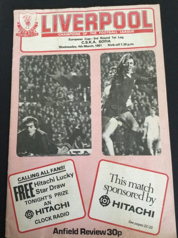 Liverpool v C.S.K.A. Sofia European Cup Match Day Programme 1981